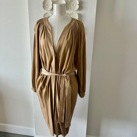 Dresses & Skirts - A.G.G.E.L. Greece Designer Linen-Blend Belted Dress – Camel, Size Large